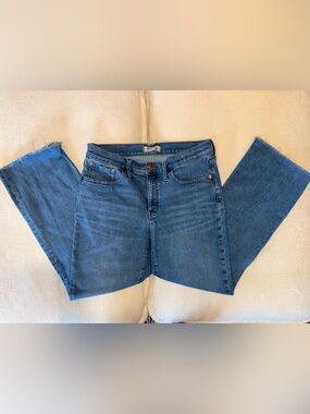 Madewell Frayed Hem Cropped Blue Denim Jeans